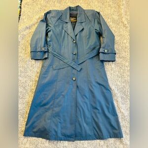 London Fog Vintage Blue Trench Rain Coat Womens Size 8 Regular